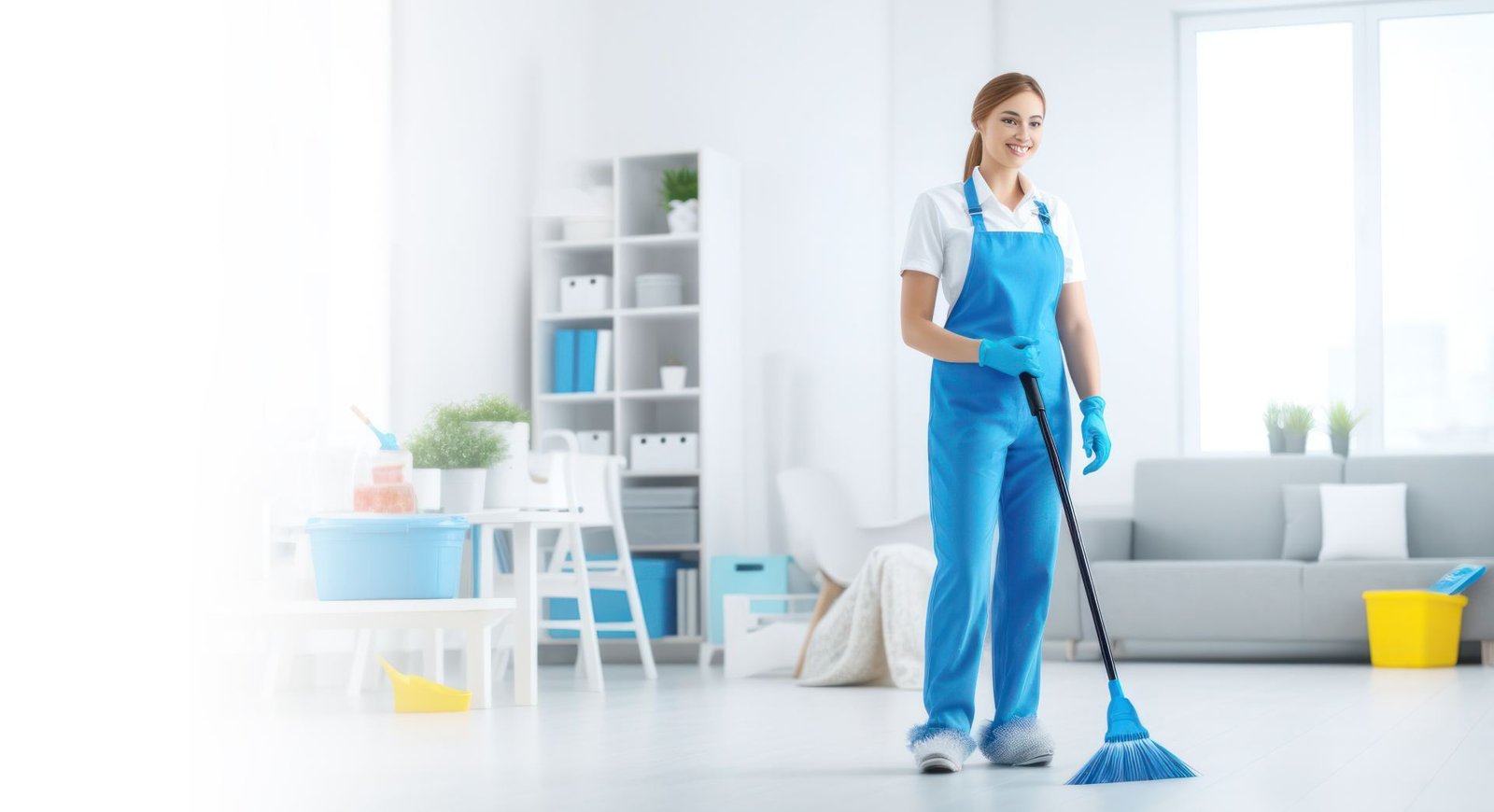 Professional cleaner at work